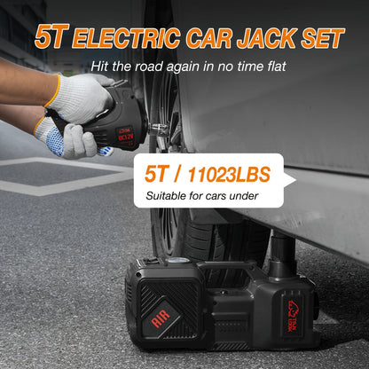 5-Ton Electric Car Jack with Air Pump & LED Light