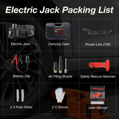 5-Ton Electric Car Jack with Air Pump & LED Light