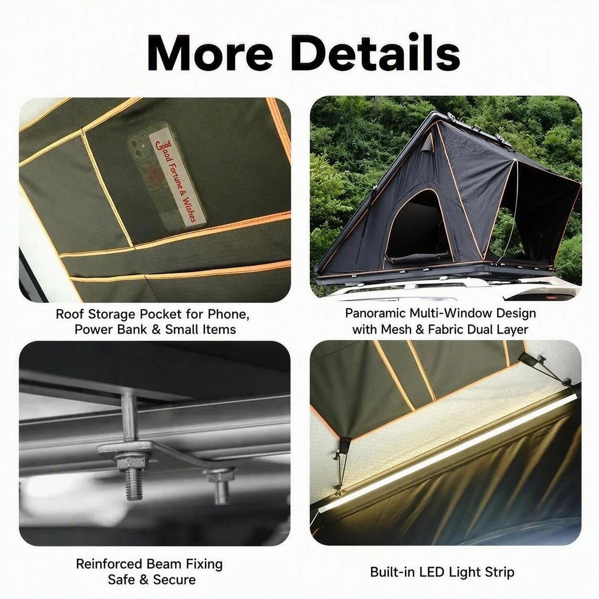 Triangle Aluminum Hard Shell Rooftop Tent for SUVs & Trucks